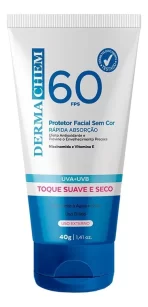 Protetor Solar Rosto Fps 60 Sem Cor 40g - Dermachem