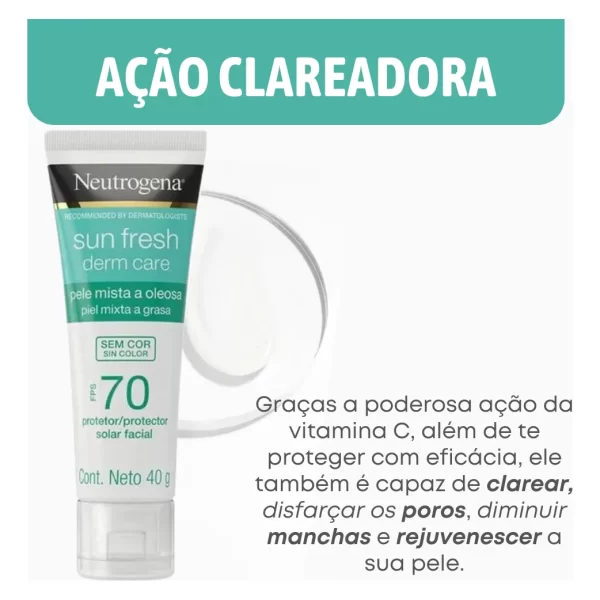 Protetor Solar Fps 70 Sem Cor Sunfresh Pele Mista Oleosa 40g