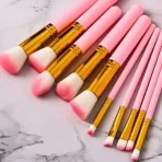 ogo Com 10 Pinceis Pra Make Alta Precisao Tendencia cor rosa hipoalergênico