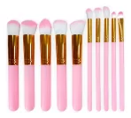 ogo Com 10 Pinceis Pra Make Alta Precisao Tendencia cor rosa hipoalergênico - Imagem 3