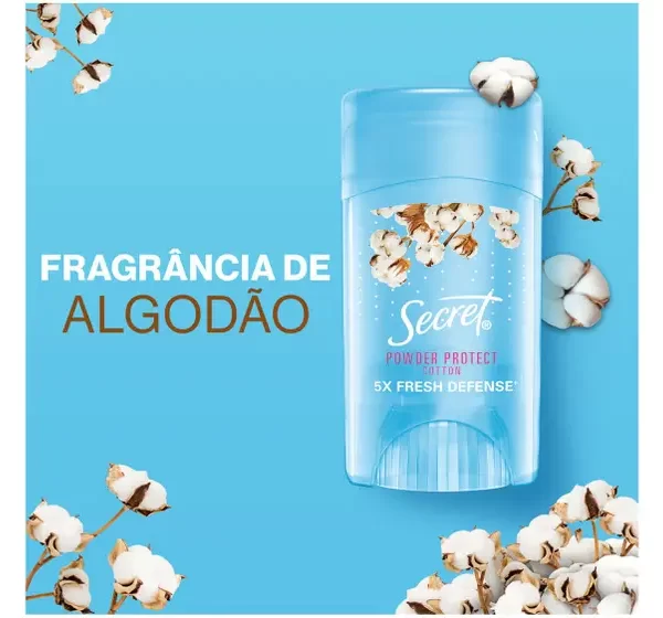 Desodorante Antitranspirante em Gel Secret Invisible Powder Protect Cotton Feminino 45g
