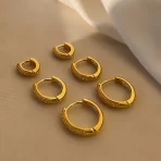 Trio Argolinha Cravejada Dourada Bijuteria Fina Antonella - Imagem 2