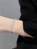 Kit com 2 Pulseiras Cravejadas de Zircônia e Navete Banhadas a Prata 925 - Imagem 3