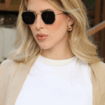 Óculos de Sol Hexagonal Classic Dourado c/ Preto (Unissex)