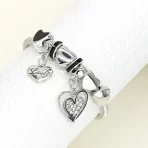 Pulseira Estilo Pandora Elegante de Aço Inoxidável com Charme de Coração de Strass - Imagem 3