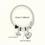 Pulseira Estilo Pandora Elegante de Aço Inoxidável com Charme de Coração de Strass - Imagem 4