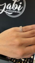 ANEL DUPLO ELOS E ZIRCONIA PRATA 925 - Imagem 2