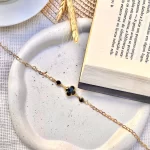 Choker Trevo Preto Folheado a Ouro 18k