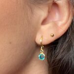 BRINCO PEDRINHA AZUL PENDURADA JOYARA