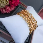 Pulseira Bijuteria Corrente Dourado Fecho De Ima