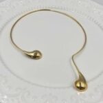 Choker Gargantilha Folheado a Ouro 18K Aro 2 Gota Curved