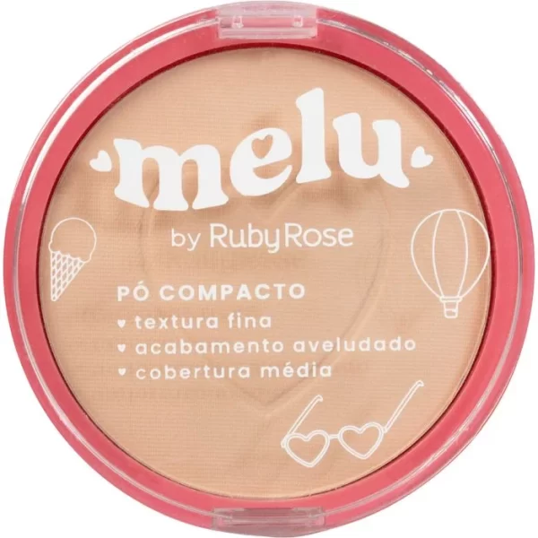 Pó Compacto Maquiagem Facial Textura Fina Acabamento Aveludado Melu Ruby Rose M50