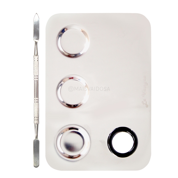 Placa e Espátula De Aço Inox Para Mistura De Base Maquiagem