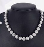 Corrente Cravejada  Colar Cubano De Diamantes Redondos