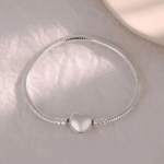 Pulseira Inspiração Pandora em Estilo Simples com Fecho Formato de Coração