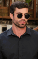 Óculos de Sol Hexagonal Classic Dourado c/ Preto (Unissex) - Imagem 2