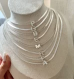 Choker Fita Inicial (Click para escolher a letra) Folheado a Prata 925 (D)