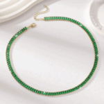 Colar Choker com Zircônia Estilo Riviera Verde Quadrada