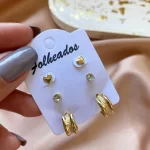 Trio Coração Argolinha Folheado a Ouro 18k