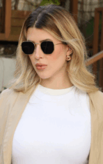 Óculos de Sol Hexagonal Classic Dourado c/ Preto (Unissex)