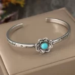 Bracelete Boho Chic com Flor Turquesa