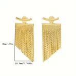 Brinco de Franja com Corrente Dourada Estilo Retro Elegante Joias Banhadas a Ouro 14K - Imagem 3