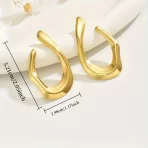 Brincos de Argola em Forma de C em Ouro Elegante -Design Torcido Postes de Aço Inoxidável - Imagem 2