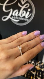 ANEL PRATA 925 LEGITIMA  SOLITARIO CRAVEJADO - Imagem 2