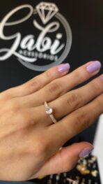 ANEL PRATA 925 LEGITIMA  SOLITARIO CRAVEJADO