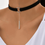 Colar Gargantilha Estilo Western Veludo Preto Com Corrente de Pingente