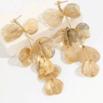 Brinco Longos Elegantes com Franja em Formato de Cauda de Peixe e Petala