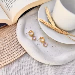 Brinco Pingente Trevo Rosa Folheado a Ouro 18k