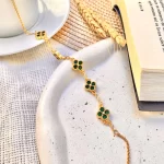 Choker Trevo Verde Folheado a Ouro 18k