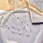 Colar Triplo Fita com Bolinha Folheado a Prata 925