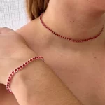 Conjunto Riviera Vermelha Folheado a Prata 925