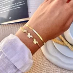 Pulseira Dupla Borboletas Folheado a Ouro 18k