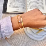 Pulseira Dupla Fita Coração Folheado a Ouro 18k