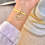 Pulseira Fita Espírito Santo Folheado a Ouro 18k