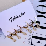 Trio Argolinha Gota Zircônia Folheado a Ouro 18k