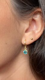 BRINCO PEDRINHA AZUL PENDURADA JOYARA